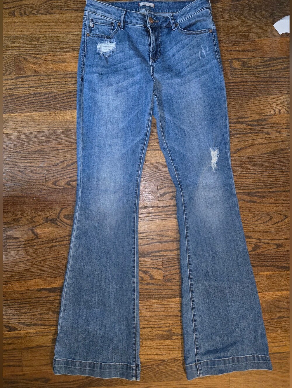 Blue Distressed Flare Women's Jeans